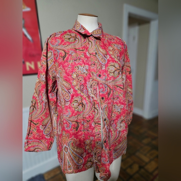 Chaps Tops - Chaps Paisley Boho Button Up Cotton Shirt XL
